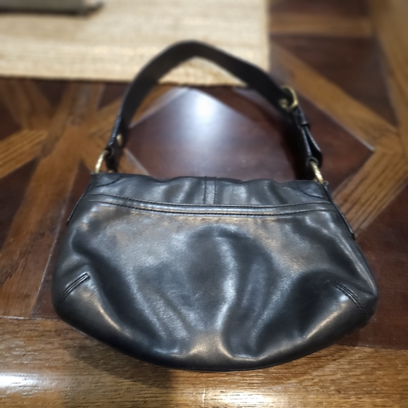 Coach Black Leather Shoulder Bag with Gold Accents - Picture 3 of 3